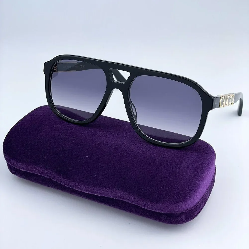 NEW Gucci GG1188S 002 Black Grey Gradient Pilot Unisex Sunglasses